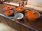 Brabantia vintage oranje pannenset jaren 70 compleet, Antiek en Kunst, Ophalen