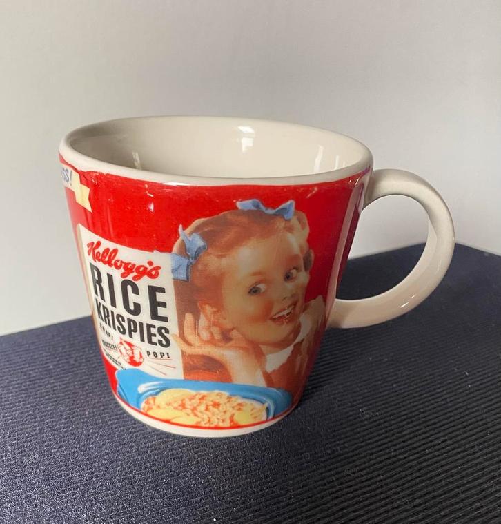 Vintage mok van Kellogg’s Rice Krispies met meisje., Huis en Inrichting, Keuken | Servies, Zo goed als nieuw, Kop(pen) en/of Schotel(s)
