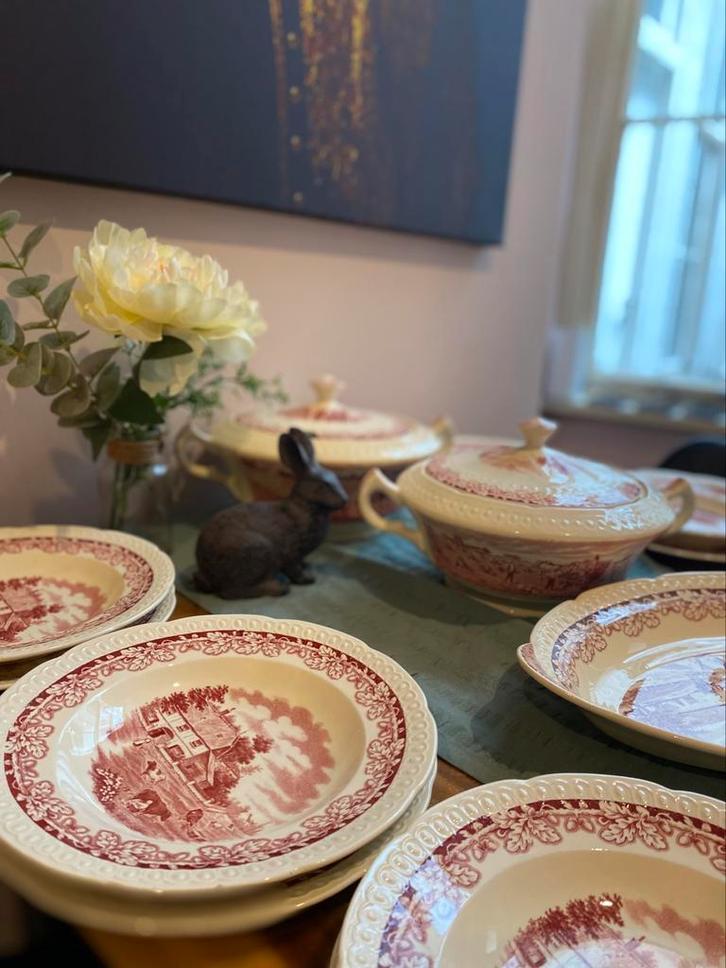 Boerenhoeveset 12 personen serviesset, Antiek en Kunst, Antiek | Servies compleet, Ophalen