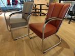 Gispen Fauteuil 412 Leer sledeframe mat chroom vloerglijders, Huis en Inrichting, Ophalen, Gebruikt, 75 tot 100 cm, Metaal