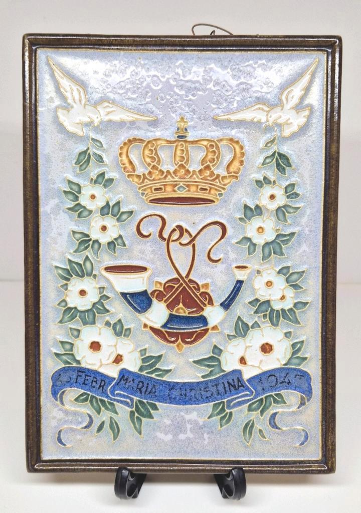 Cloisonné tegel Maria Christina De Porceleyne Fles Delft., Antiek en Kunst, Antiek | Wandborden en Tegels, Ophalen of Verzenden