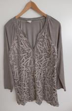 Grijze tricot blouse met kant en pailletten, maat 46, Oosterveldweg 15, 7274 DZ, Verzenden, Maat 46/48 (XL) of groter, Zo goed als nieuw