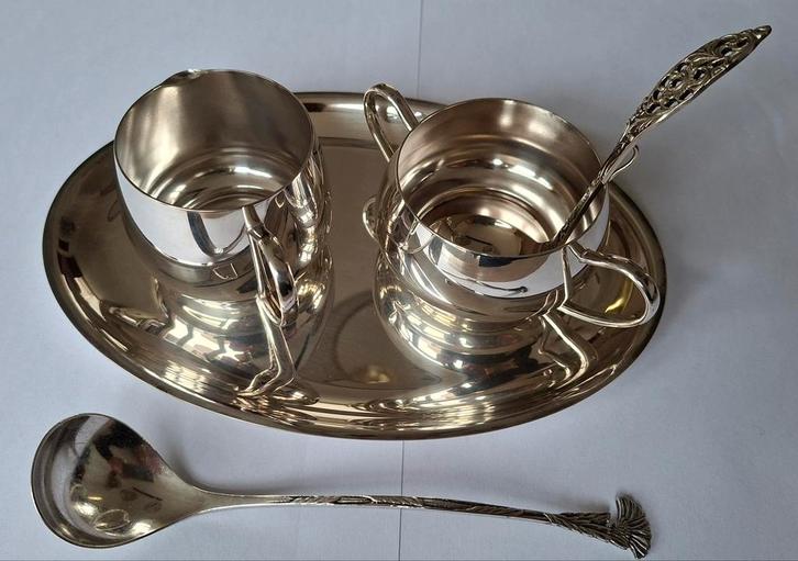 Keltum Verzilverd Roomstel met Lepels - Prachtige Staat, Antiek en Kunst, Antiek | Goud en Zilver, Ophalen