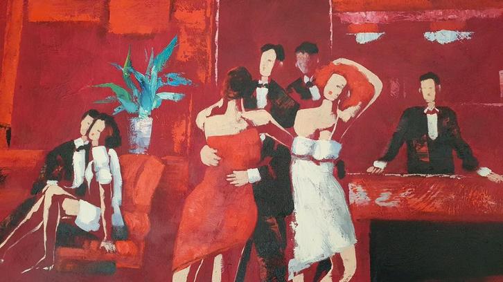 Schilderij op canvas doek 60 x 90 cm gesigneerd, Antiek en Kunst, Kunst | Schilderijen | Klassiek, Ophalen