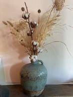 Landelijke vaas met droogbloemen, Ophalen, Gebruikt, Aardewerk of Porselein, 75 cm of meer