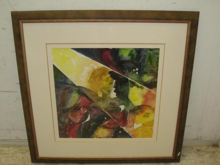 Werk van Marianne Piantoni in fraaie houten lijst, 87x87, Antiek en Kunst, Kunst | Schilderijen | Abstract