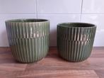2 grote bloempotten Mica (binnen) groen (nieuw!), Rond, Ophalen of Verzenden, Aardewerk, Binnen