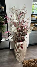 Hoge kunstof vaas met zeer mooie deco takken en zijdenbloem, Ophalen of Verzenden, Nieuw