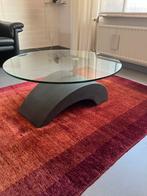 Glazen salontafel met hardstenen voet, Ophalen, 50 tot 100 cm, Rond, 50 tot 100 cm