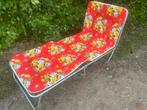 Vintage retro ligbed loungebed  stretcher bloemen, Ophalen, Zo goed als nieuw, Aluminium, Verstelbaar