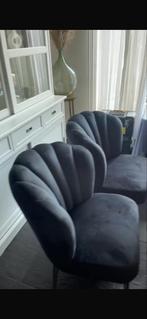 6 Schelpen Stoelen - Zwart, Huis en Inrichting, Stoelen, Ophalen, Zwart, Zo goed als nieuw, Stof