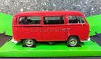 Volkswagen bus T2 rood 1/24 Welly, Verzenden, Nieuw, Bus of Vrachtwagen, Welly