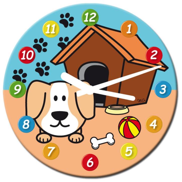 KLOK-LUNIES - Hondje buiten, Huis en Inrichting, Woonaccessoires | Klokken, Nieuw, Wandklok, Analoog, Verzenden