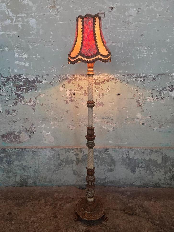 Antieke Barok Vloerlamp, Huis en Inrichting, Lampen | Vloerlampen, Gebruikt, 150 tot 200 cm, Hout, Overige materialen, Ophalen