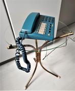 vintage tafeltje - buizen frame met glasplaat -wijntafel 60s, Minder dan 55 cm, Gebruikt, Vintage - retro - brocante  - design  -