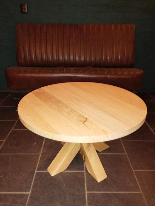 Mooie nieuwe ronde eiken salontafel, Huis en Inrichting, Tafels | Salontafels, Nieuw, Minder dan 50 cm, 50 tot 100 cm, 50 tot 100 cm