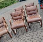 Set van 6 Asko Esko pyjamas stoelen / 2 met armleuningen, Huis en Inrichting, Bruin, Hout, Ophalen of Verzenden, Zo goed als nieuw