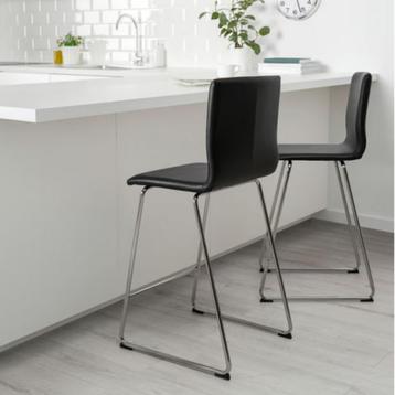 2 x Ikea Volfgang barkruk Zwart (kunst) Leer beschikbaar voor biedingen