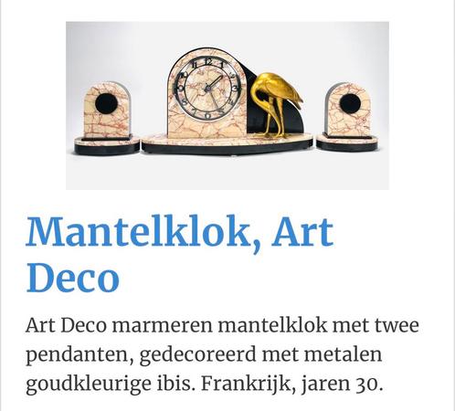 Mantelklok Art Deco, Antiek en Kunst, Antiek | Klokken, Ophalen of Verzenden