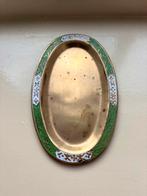 Vintage messing schaaltje emaille Oosters Azië groen goud, Ophalen of Verzenden