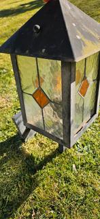 ANTIEKE Buiten lamp met glas en lood, Tuin en Terras, Gebruikt, Wandlamp, Ophalen of Verzenden, 50 tot 250 watt