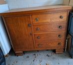 Vintage houten kast met lades en deur, Ophalen, Vintage, 50 tot 100 cm, 25 tot 50 cm