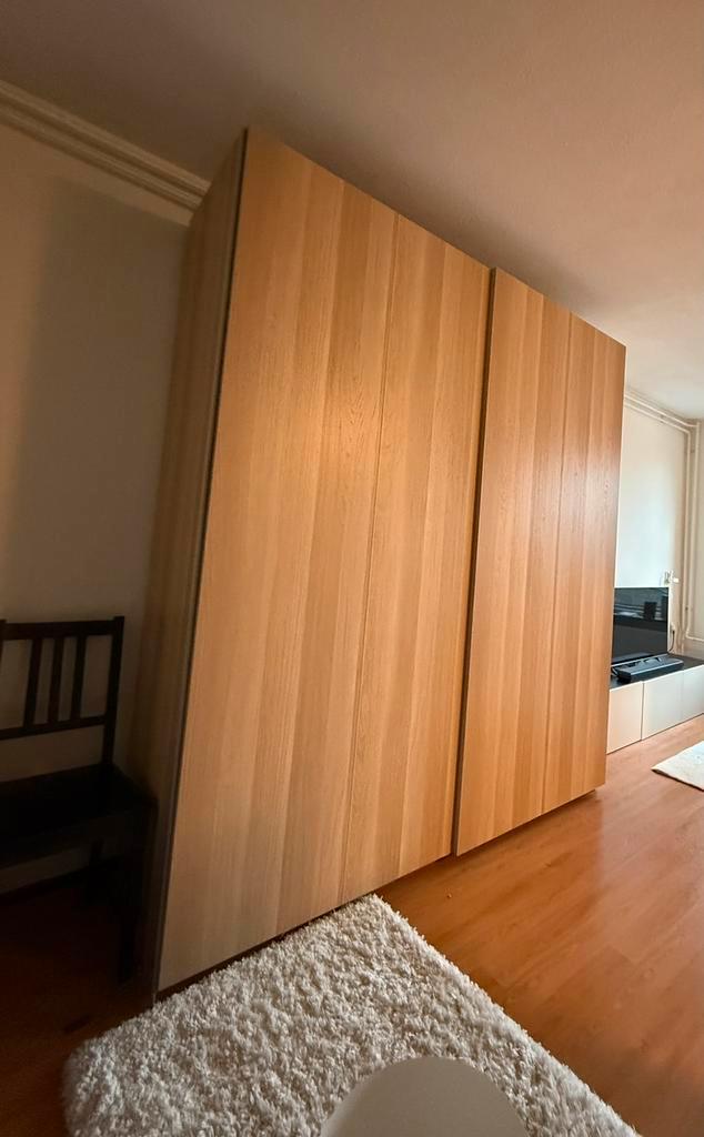 PAX kledingkast met HASVIK schuifdeuren, Huis en Inrichting, Kasten | Kledingkasten, Zo goed als nieuw, 200 cm of meer, 200 cm of meer