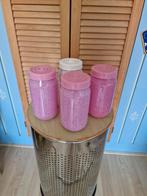 3 roze en 1 witte glazen potten, Ophalen of Verzenden, Zo goed als nieuw