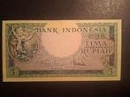 5 rupiah Indonesië unc 1957, Ophalen of Verzenden, Zuidoost-Azië, Los biljet