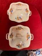 2 antieke platelen dekschalen,schaal 21x21 cm,hoog 7 cm, Antiek en Kunst, Antiek | Schalen, Ophalen of Verzenden