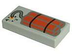 Lego Light Gray Tile 1 x 2 with Dynamite Pattern, Ophalen of Verzenden, Gebruikt, Losse stenen, Lego