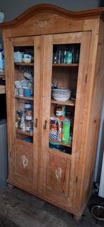 Grenen Vitrine / keuken kast in goede staat ., Ophalen, 25 tot 50 cm, 50 tot 100 cm, 150 tot 200 cm
