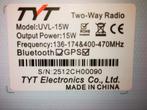 TYT UVL-15W Dual Band Portable + AIR + FM + AI vox / noise, 5 tot 15 km, Ophalen of Verzenden, Zo goed als nieuw, Portofoon of Walkie-talkie