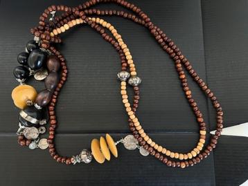 NIEUW: BOHO STYLE IBIZA ketting hout beads coins beschikbaar voor biedingen
