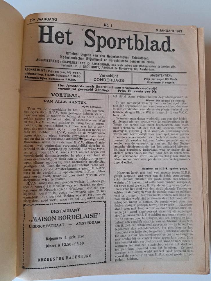 Het Sportblad 1921 - Ingebonden, Verzamelen, Tijdschriften, Kranten en Knipsels, Tijdschrift, Nederland, 1920 tot 1940, Ophalen of Verzenden