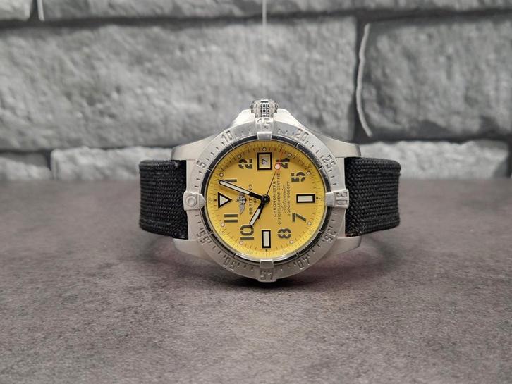 Breitling Avenger Seawolf yellow, set 2010, vouwsluiting, Sieraden, Tassen en Uiterlijk, Horloges | Heren, Zo goed als nieuw, Polshorloge