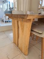 Boomstamtafel eiken, Huis en Inrichting, Ophalen, Gebruikt, 100 tot 150 cm, Rechthoekig