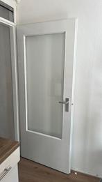 Opdekdeur wit met glas, Doe-het-zelf en Verbouw, Deuren en Horren, Ophalen, Gebruikt, 80 tot 100 cm, Binnendeur