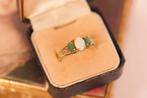Vintage 9 karaat opaal en smaragd
