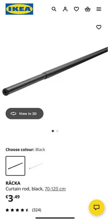 Ikea Räcka gordijnroede 70-120 cm beschikbaar voor biedingen
