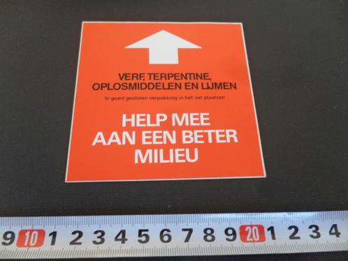 sticker Verf Terpentine oplosmiddelen en lijmen Beter Milieu, Verzamelen, Stickers, Zo goed als nieuw, Bedrijf of Vereniging, Ophalen