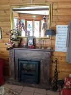 Spiegel met koperen rand, Antiek en Kunst, Ophalen of Verzenden, Ovaal, Minder dan 50 cm, Minder dan 100 cm