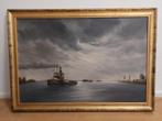 Schilderij sleepboot met sleepschepen 102 x 72 cm, Ophalen