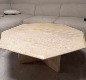 Echte Italiaans travertin salon tafel 100cm beschikbaar voor biedingen