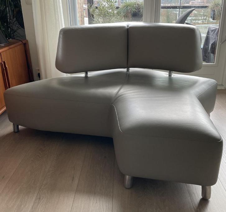 Leolux Archipel bank en hocker, Huis en Inrichting, Banken | Bankstellen, Gebruikt, 150 tot 200 cm, 100 tot 125 cm, Leer, Ophalen