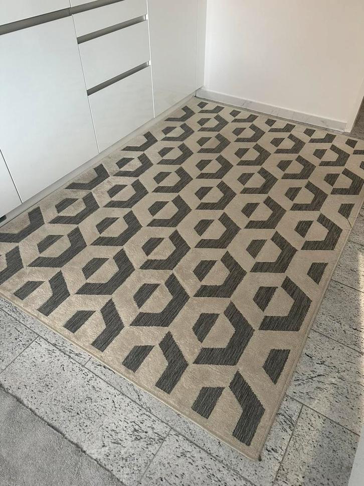 2x Modern tapijt grijs/taupe – 160x230 cm, Huis en Inrichting, Stoffering | Tapijten en Kleden, Zo goed als nieuw, 150 tot 200 cm