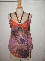 KALAMTON zijden top 38 lila oranje bruin 100% zijde mt lurex, Maat 38/40 (M), Kalamton, Nieuw, Oranje