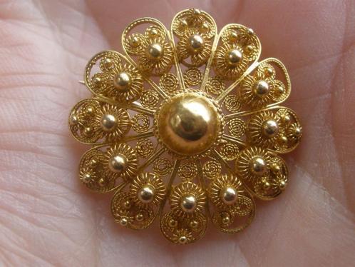 Zeeuwse Gouden Mansknoop/Broche 14k., Sieraden, Tassen en Uiterlijk, Antieke sieraden, Broche, Goud, Ophalen of Verzenden