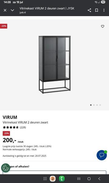Vitrinekast beschikbaar voor biedingen