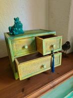 Mini ladenkastje vintage rotan organizer sieradenkastje, Minder dan 50 cm, Ophalen of Verzenden, Zo goed als nieuw, 3 of 4 laden